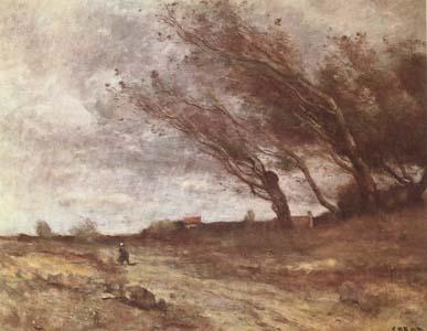 Jean Baptiste Camille  Corot Le Coup de Vent (The Gust of Wind) (mk09) Norge oil painting art
